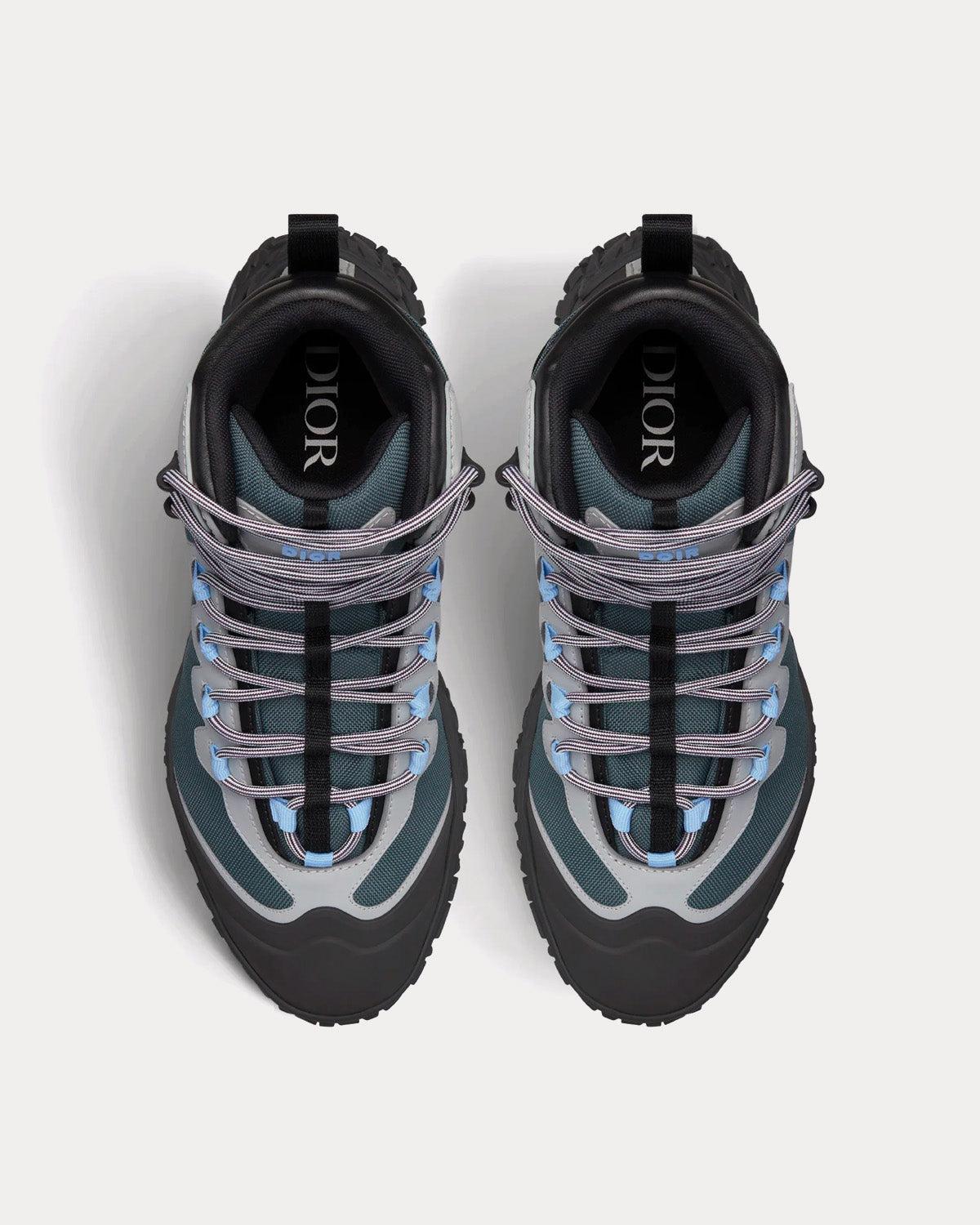 Diorizon Hiking Ankle Boot Green-Gray Technical Mesh and Black Rubber High Top Sneakers