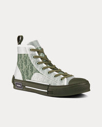B23 Olive Dior Oblique Canvas High Top Sneakers