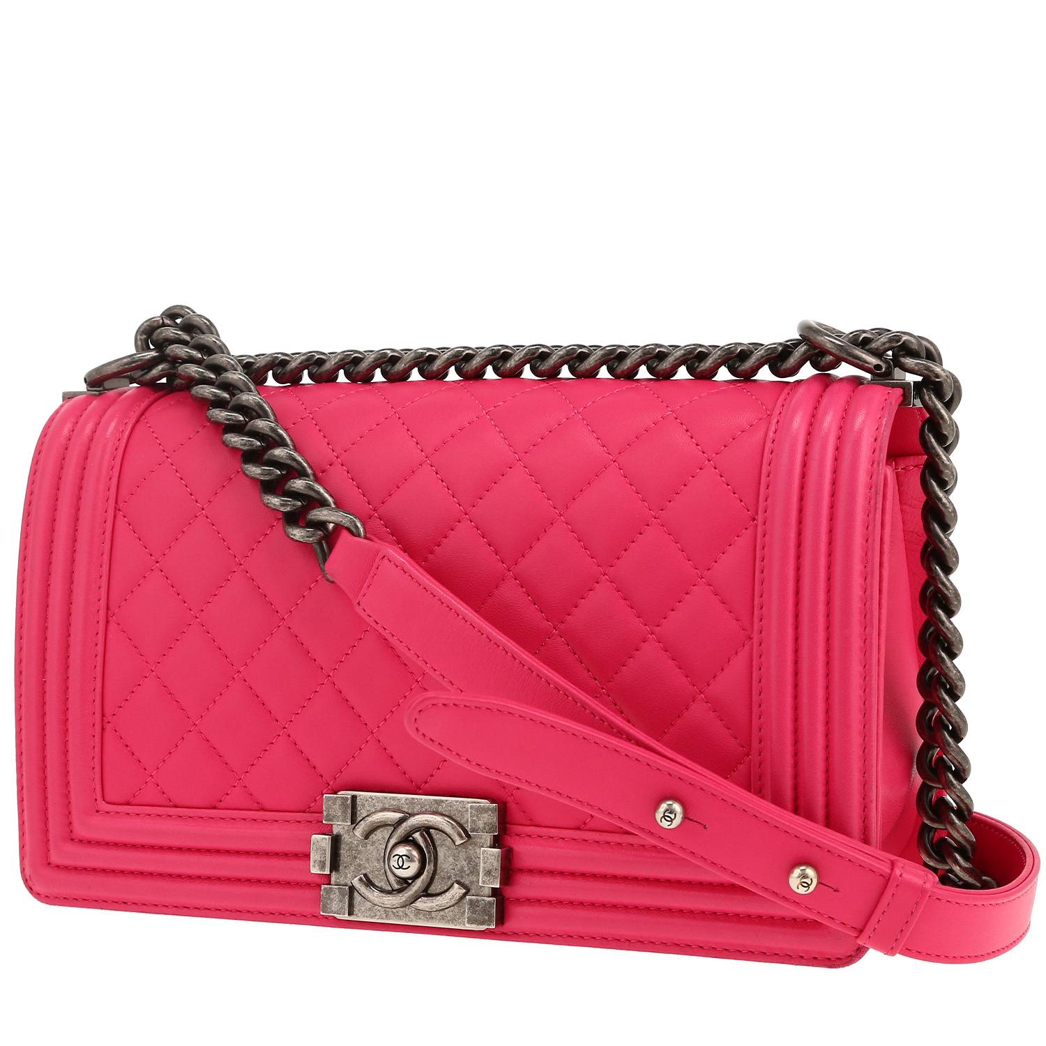 Boy shoulder bag in pink quilted leather