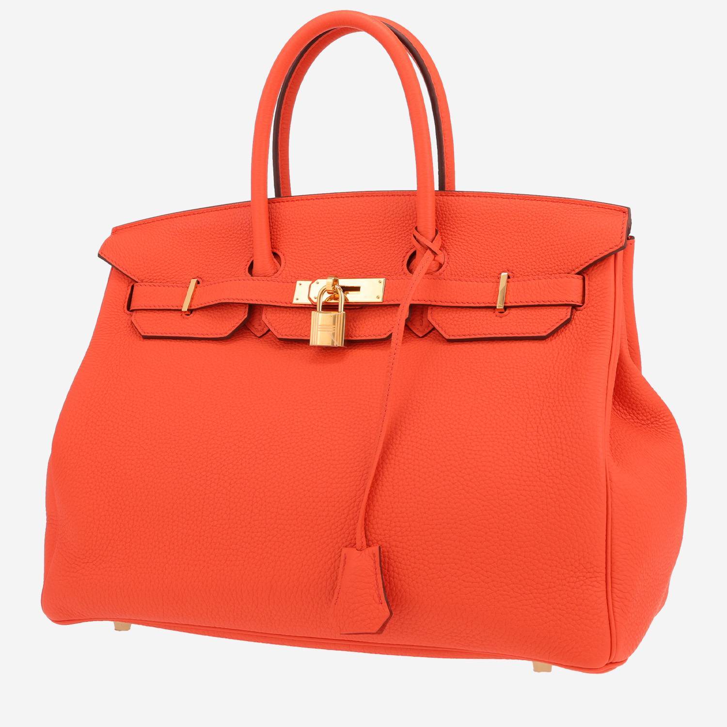 Birkin 35 cm handbag in Poppy orange togo leather