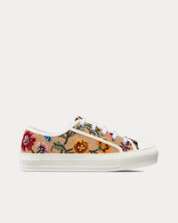 Walk'n'Dior Raffia Embroidered & Dior Petites Fleurs Motif Beige / Multi Low Top Sneakers