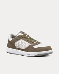B27 Olive Nubuck Calfskin with White Dior Oblique Galaxy Leather Low Top Sneakers