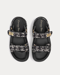 Dioract Black and White Houndstooth Tweed Sandals
