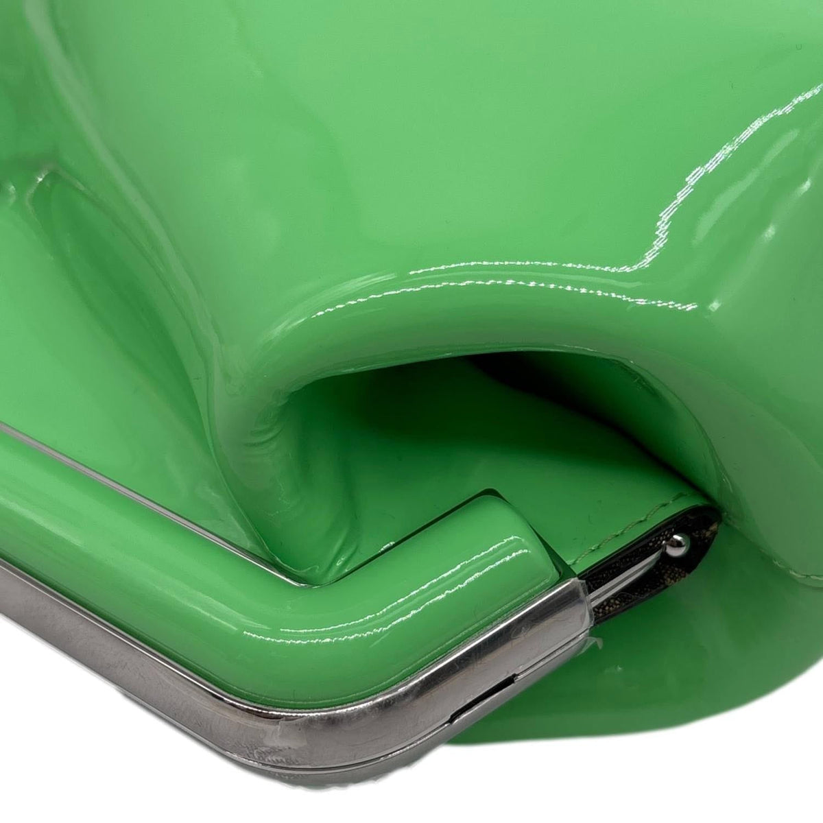FENDI First Patent Leather Clutch Crossbody Bag Green