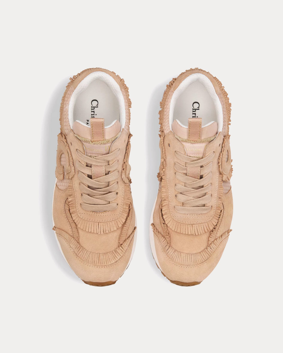 C'est Dior Suede Calfskin & Mesh Nude Low Top Sneakers
