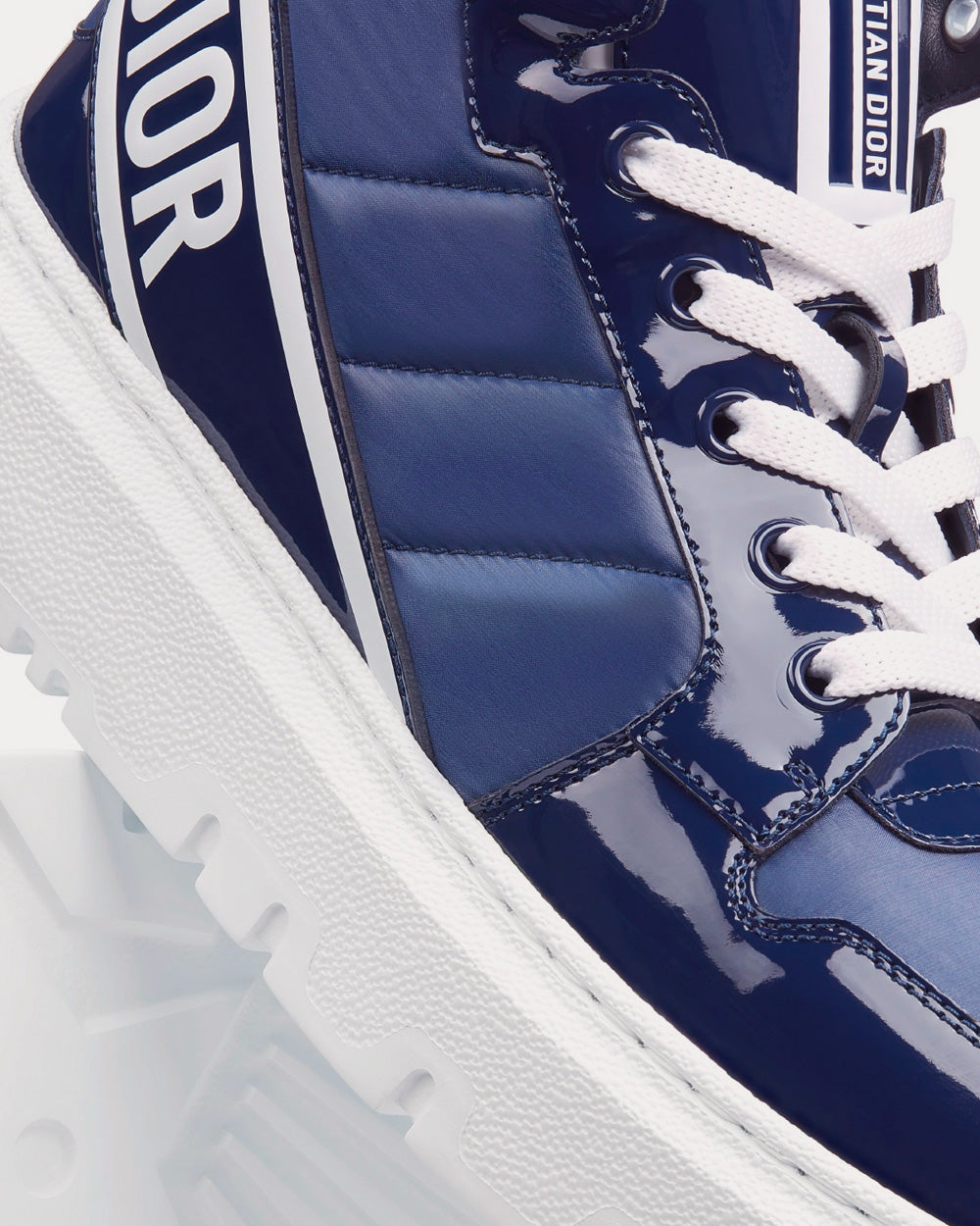 D-Player Quilted Nylon Navy Blue High Top Sneakers