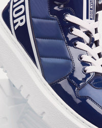 D-Player Quilted Nylon Navy Blue High Top Sneakers