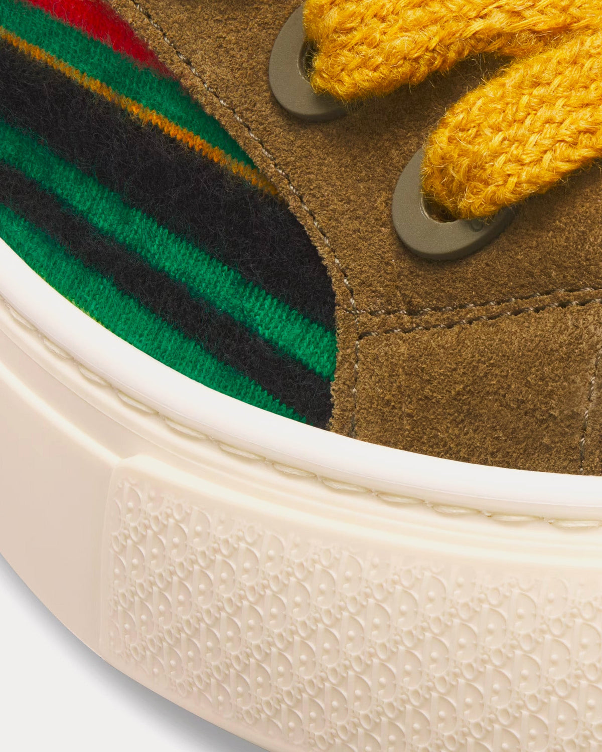 Dior Tears B33 Limited Edition Yellow Multicolor Mohair and Brown Suede Low Top Sneakers