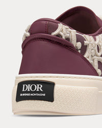 B33 Burgundy Smooth Calfskin with Cream Dior Oblique Raised Embroidery Low Top Sneakers