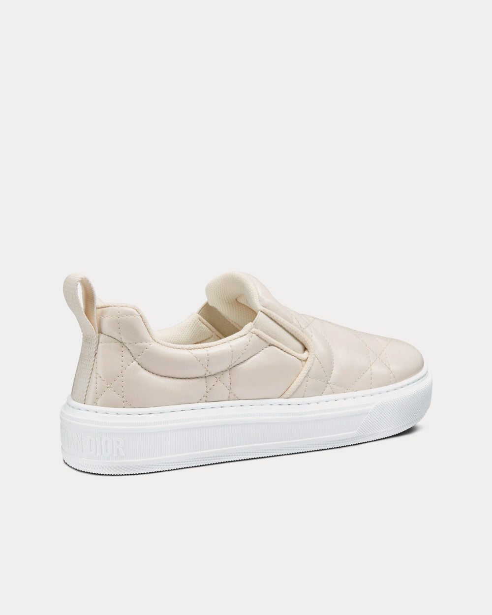Solar White Quilted Cannage Calfskin Slip On Sneakers