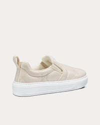 Solar White Quilted Cannage Calfskin Slip On Sneakers