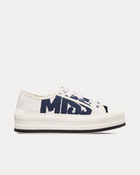 Walk'n'Dior Platform White and Deep Blue Embroidered Cotton Low Top Sneakers