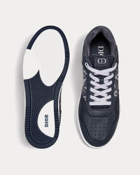 B27 Navy Blue Smooth Calfskin and CD Diamond Canvas Low Top Sneakers