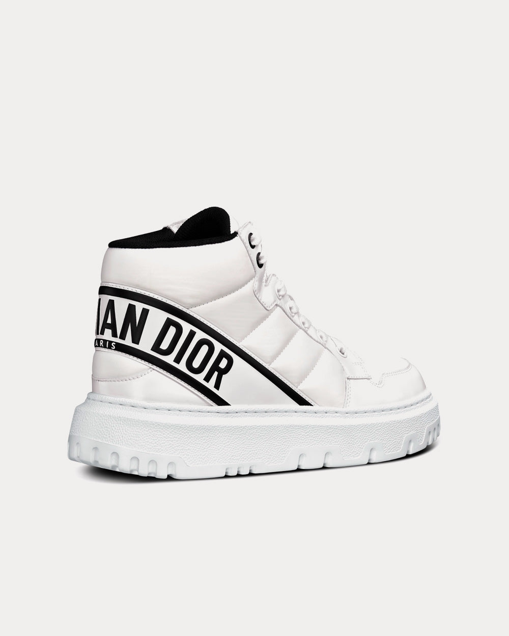 D-Player White and Black Quilted Nylon Top Sneakers