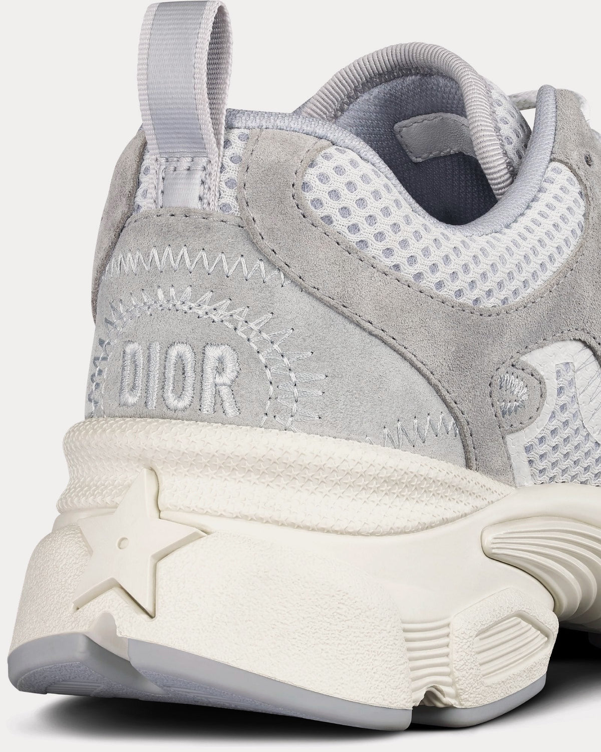 Chrono Mesh & Suede Calfskin Gray Low Top Sneakers