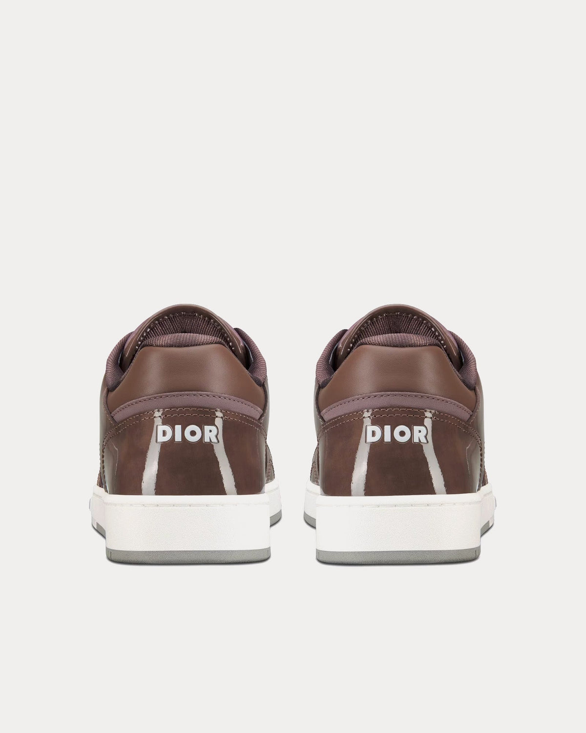 B27 Plum Patent Calfskin and Dior Oblique Gravity Leather Low Top Sneakers