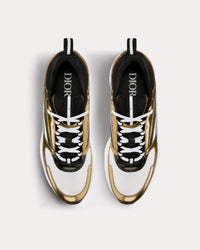 B22 Technical Mesh & Laminated Calfskin Gold-Tone / White / Black Low Top Sneakers