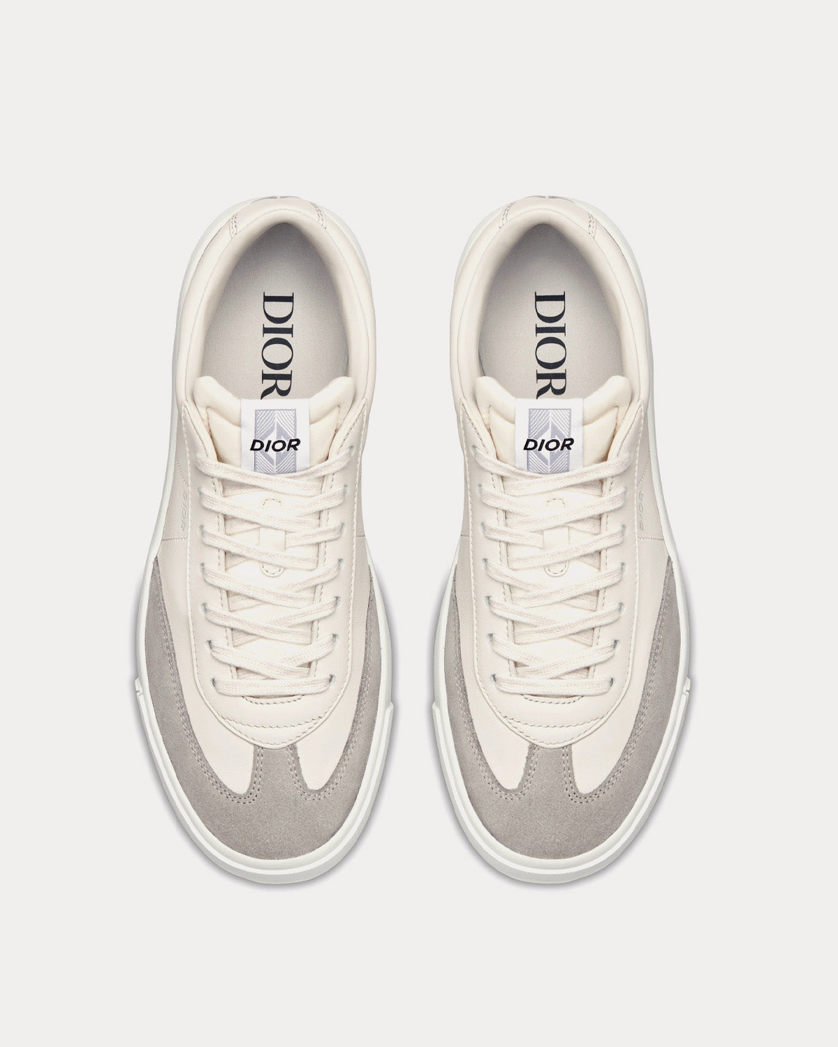 B101 Cream Smooth Calfskin and Greige Nubuck Low Top Sneakers