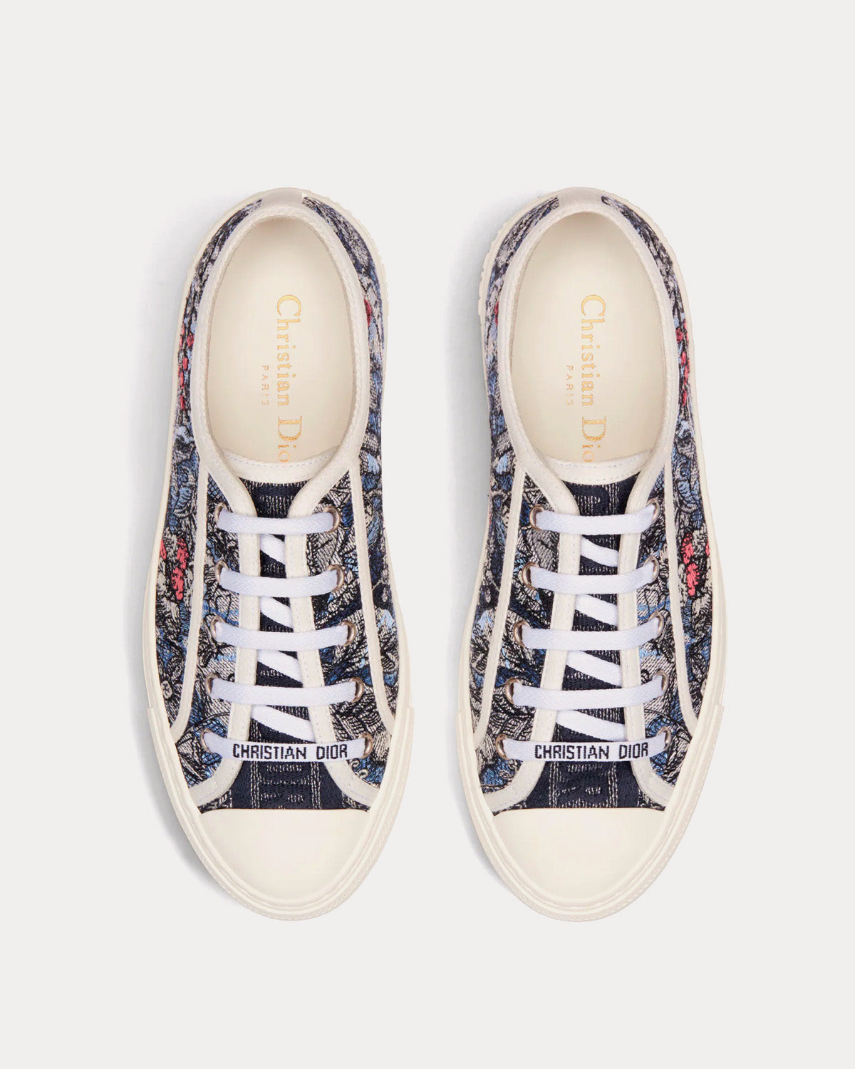 Walk'n'Dior Blue Multicolor Cotton with Dior Jardin Magique Embroidery Low Top Sneakers