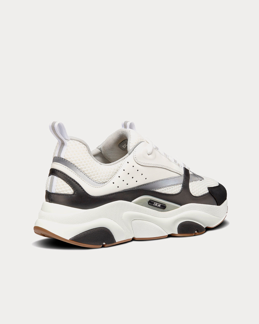 B22 Gray Technical Mesh with White and Black Smooth Calfskin Low Top Sneakers