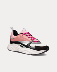 B22 Pink and White Technical Mesh with Pink and Black Calfskin Low Top Sneakers