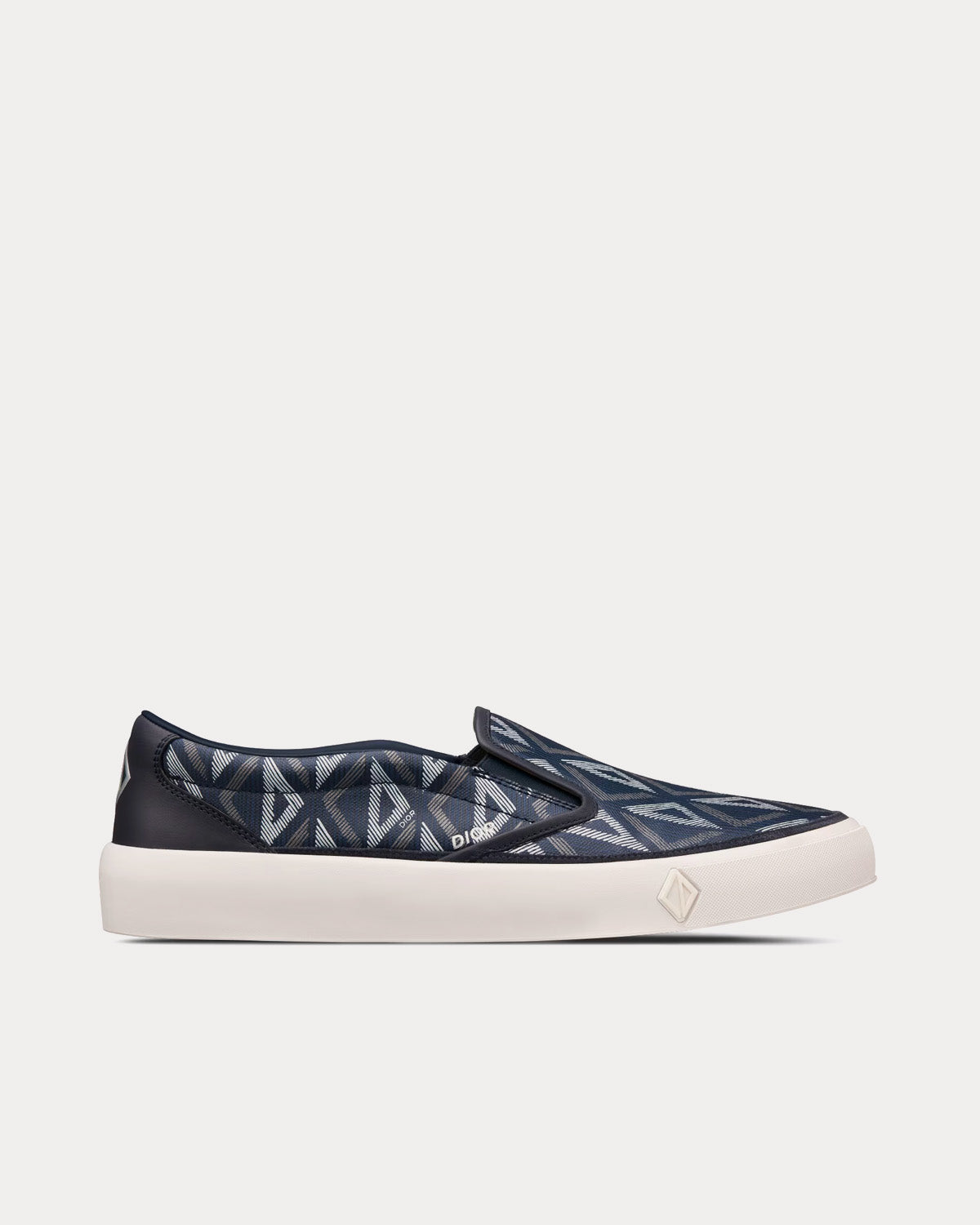 B101 Navy Blue CD Diamond Canvas and Smooth Calfskin Slip On Sneakers