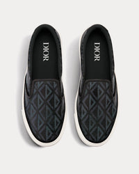 B101 Black CD Diamond Canvas and Smooth Calfskin Slip On Sneakers