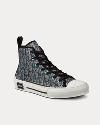 B23 Beige and Blue Dior Oblique Strass High Top Sneakers