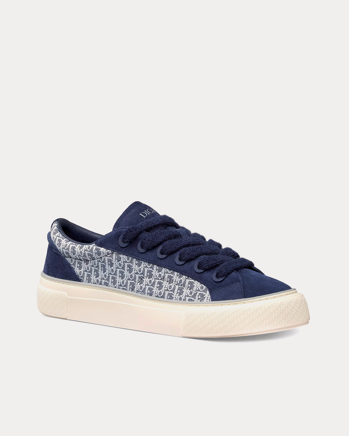 B33 Navy Blue Dior Oblique Jacquard and Suede Low Top Sneakers