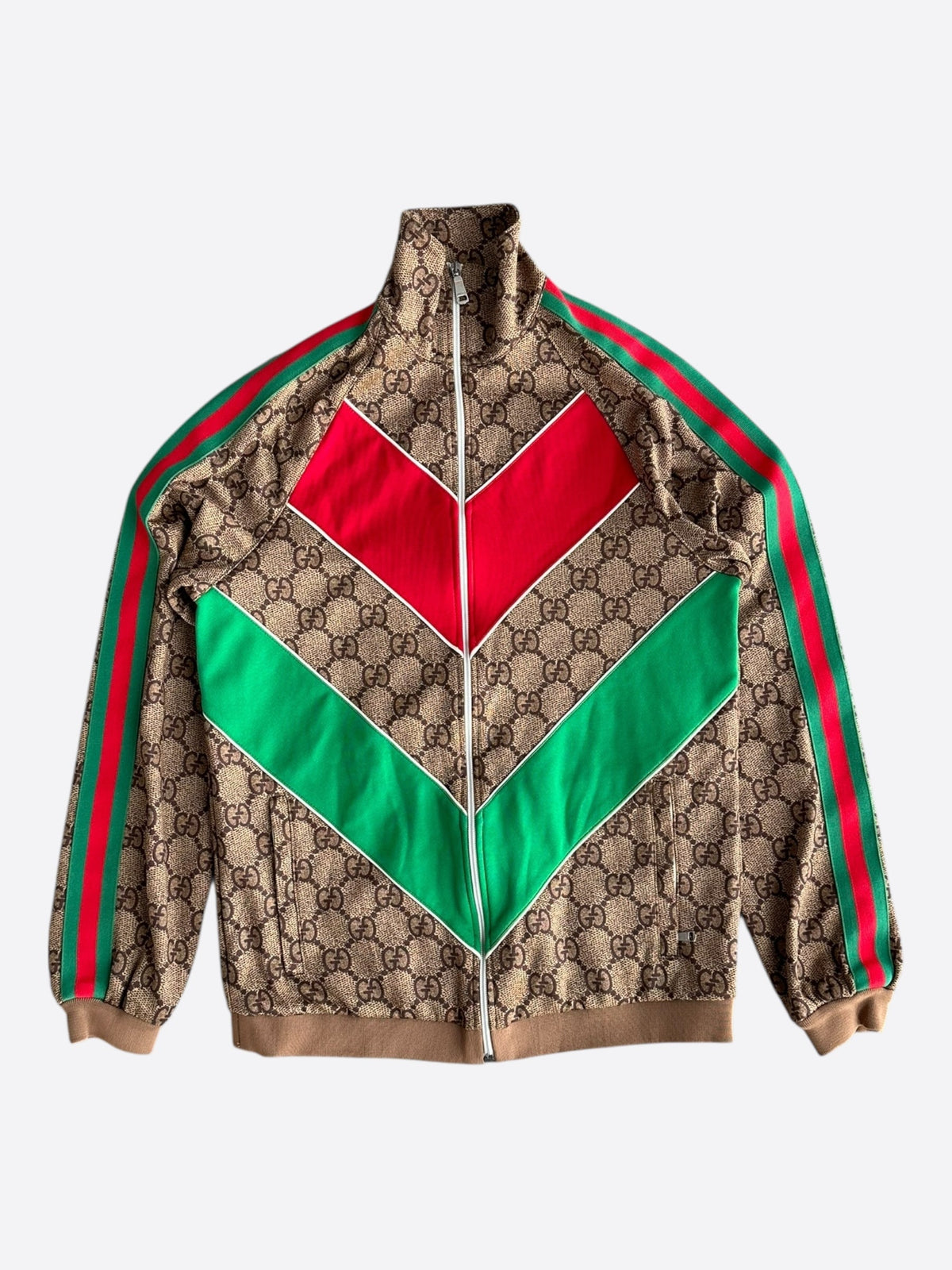 Tan Monogram Striped Track Jacket