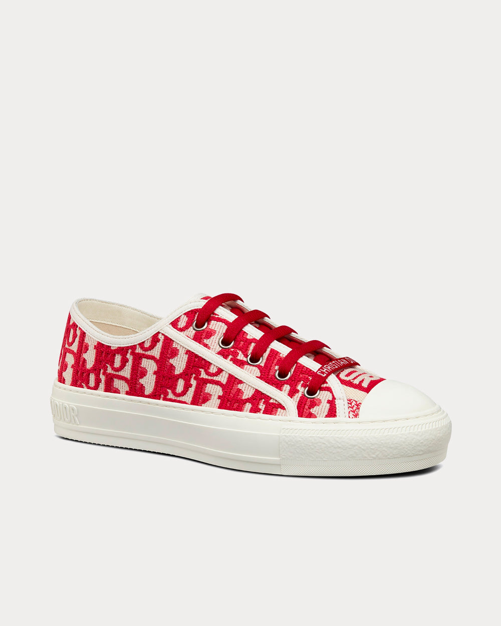 Walk'n'Dior Raspberry Dior Oblique Embroidered Cotton Low Top Sneakers