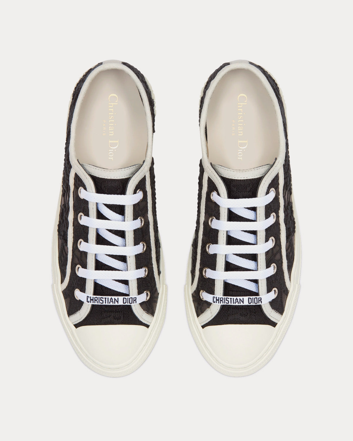 Walk'n'Dior Black Macramé Embroidered Cotton Low Top Sneakers