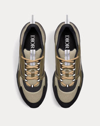 B22 Khaki and Black Technical Mesh and Khaki Calfskin Low Top Sneakers
