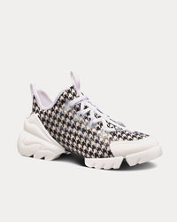 D-Connect Black and White Technical Fabric with Micro-Houndstooth Print Low Top Sneakers