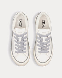 B33 Gray Smooth Calfskin and Gray Dior Oblique Jacquard Leather Low Top Sneakers