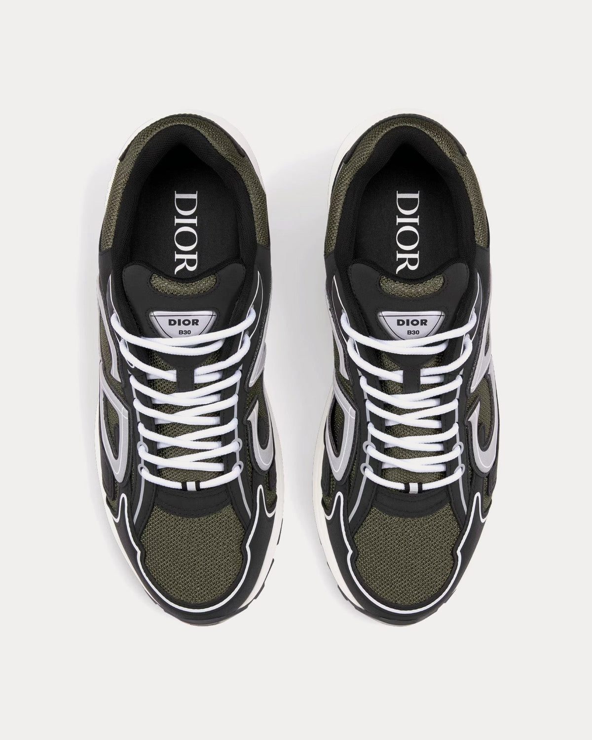 B30 Deep Green Mesh and Black Technical Fabric Low Top Sneakers