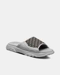 H-Town Gray Rubber with Beige and Black Dior Oblique Jacquard Slides