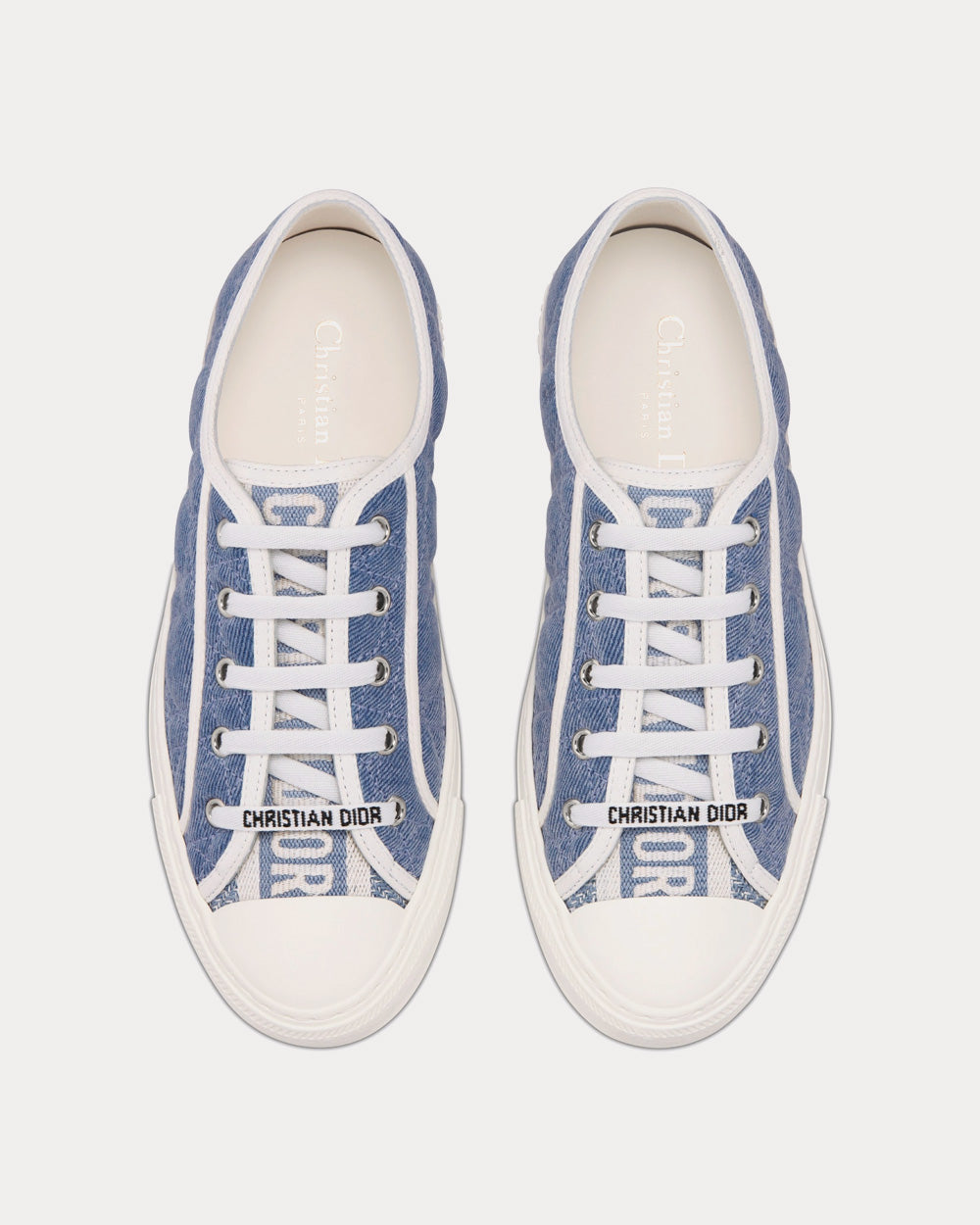 Walk'n'Dior Blue Faded Cannage Embroidered Denim Low Top Sneakers