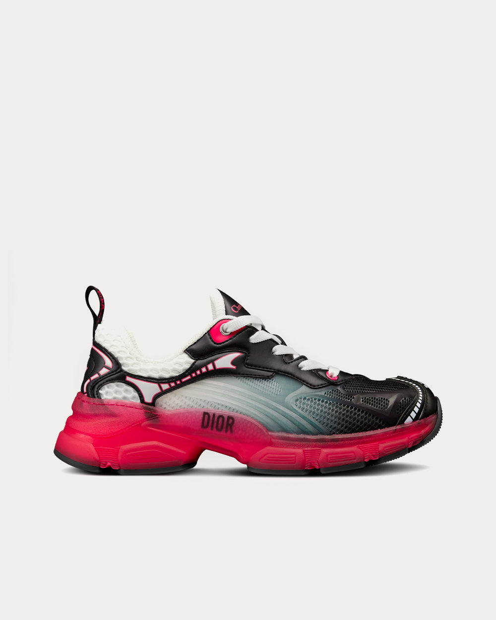 Vibe White Mesh and Black Calfskin with Raspberry Rubber Low Top Sneakers