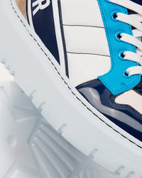 D-Player Blue Multicolor Technical Fabric, Suede and Calfskin High Top Sneakers