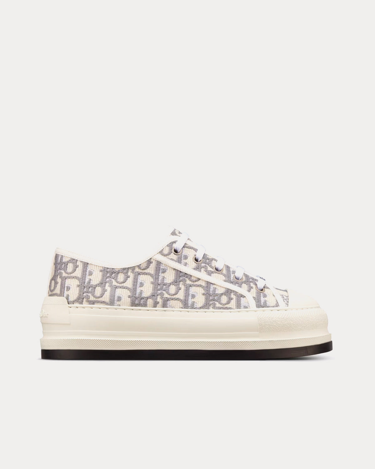 Walk'n'Dior Platform Gray Stone Dior Oblique Embroidered Cotton Low Top Sneakers