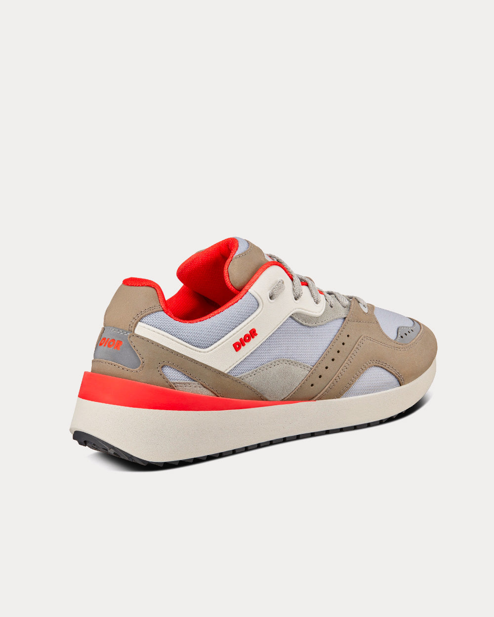 B29 Gray Technical Mesh and Suede with Brown Smooth Calfskin Low Top Sneakers
