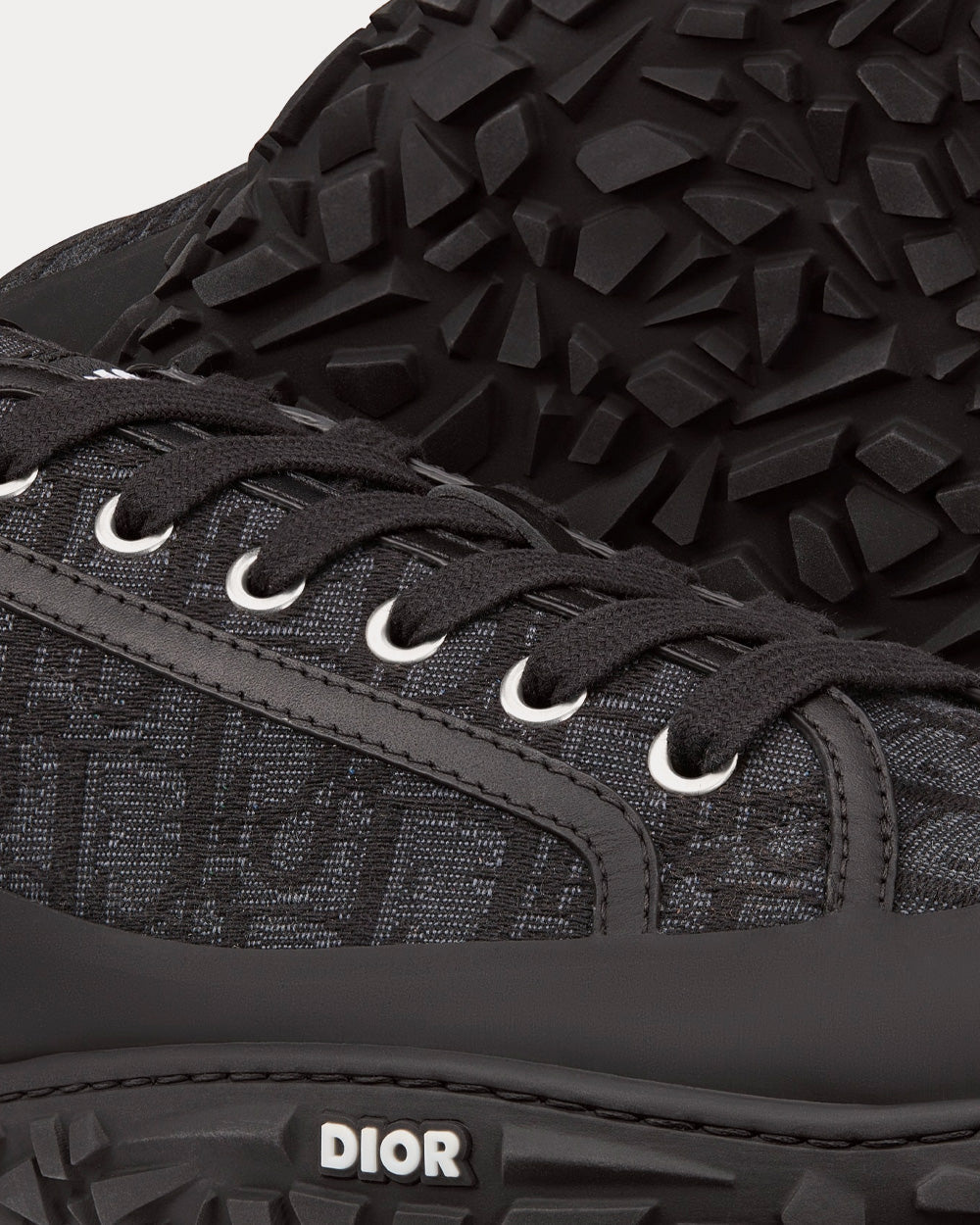 B28 Black Dior Oblique Jacquard and Rubber Low Top Sneakers
