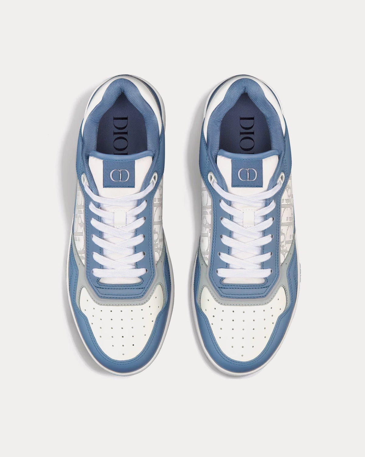 B27 Blue and White Smooth Calfskin with White Dior Oblique Galaxy Leather Low Top Sneakers