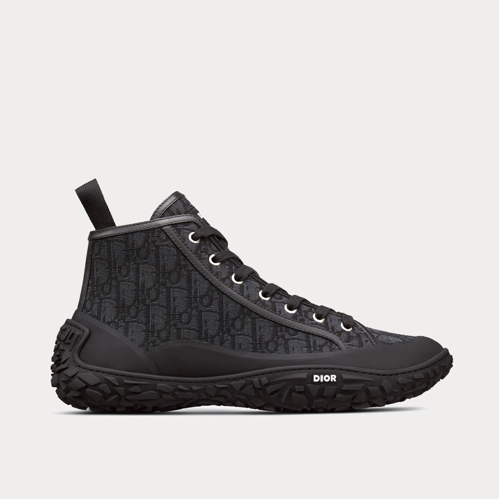 B28 Black Dior Oblique Jacquard and Rubber High Top Sneakers