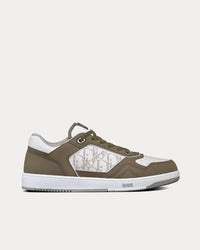 B27 Olive Nubuck Calfskin with White Dior Oblique Galaxy Leather Low Top Sneakers