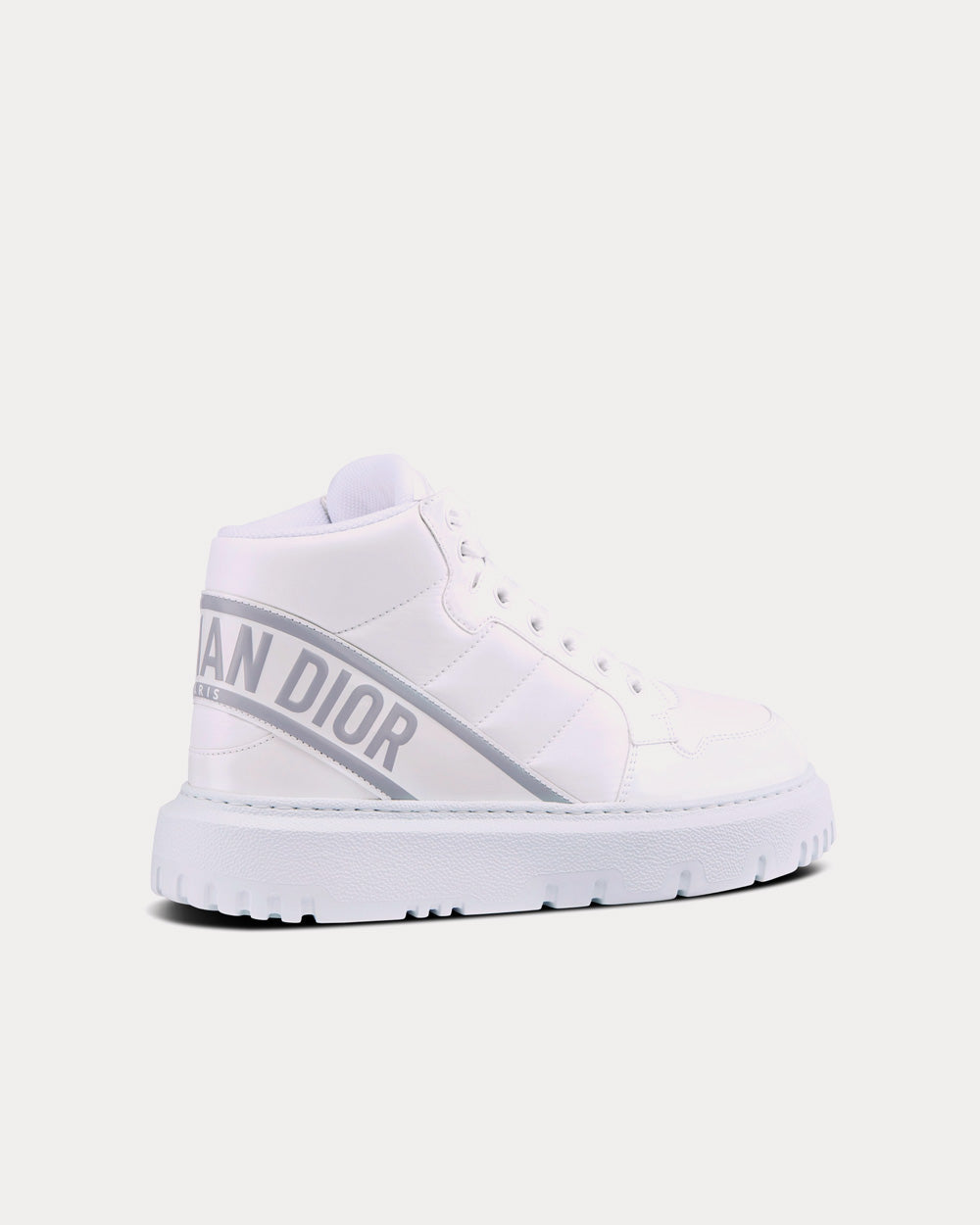 D-Player Quilted Nylon White High Top Sneakers