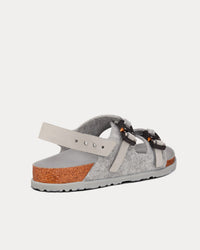 Milano Dior Gray Felted Wool and Nubuck Calfskin Sandals