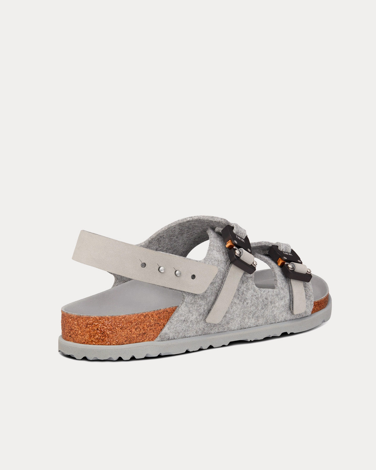 Milano Dior Gray Felted Wool and Nubuck Calfskin Sandals