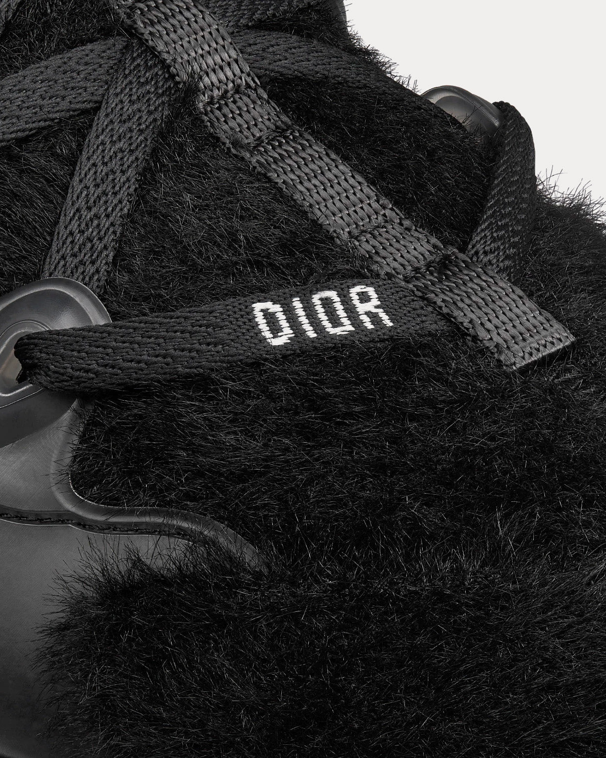 D-Connect Black Fur-Effect Knit Low Top Sneakers